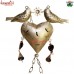 Vintage Style Golden Rustic Twin Bird Beaded Puffy Heart Wind Chime Home Garden Outdoor Decoration