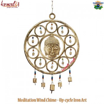 Oversize Buddha Head Round Rustic Decoration Windchime for Home and Garden Ornament