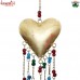 Rustic Golden Puffy Heart Chimes with Rustic Cone Bells For Patio Home Garden Outdoor Decoration