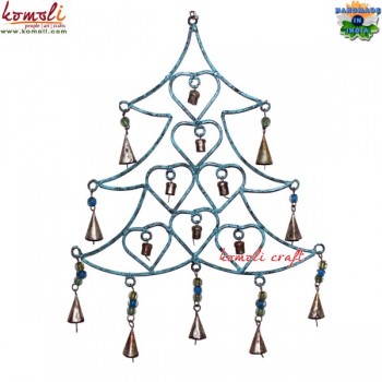 X-Mas Tree Wrought Iron Hanging Wind Chimes Home Garden Decoration