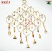 Large Golden Geometrical Shape Wrought Iron Wind Chime Hanging with Indian Rustic Bells