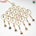 Large Golden Geometrical Shape Wrought Iron Wind Chime Hanging with Indian Rustic Bells