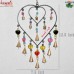 Heart in Heart Black Wrought iron Wind Chime Colorful Glass Beads Garden Decoration