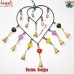 Heart in Heart Black Wrought iron Wind Chime Colorful Glass Beads Garden Decoration