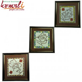 Fusion Madhubani Painting - Ganesha - set of 3