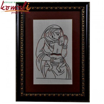 Mother and Child - Copper Wire Art Wall Mural Accent