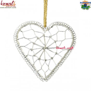Heart Shape Custom Design Polished Brass Wire Christmas Ornaments Decoration