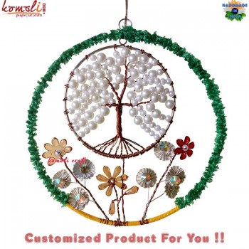 Pearly Tree of Life Home Decoration Wall Accent Beaded Metal Wall Hanging Home Decoration