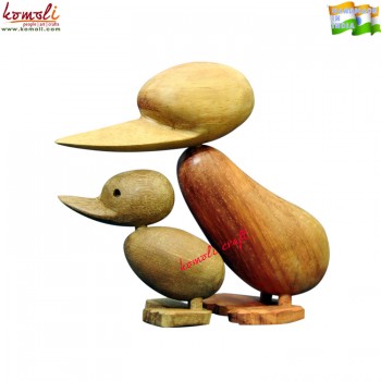 Stupefying Duck and Duckling - Amazing Hand Carved Wood Sculpture Danish Design Home Decoration Figurine