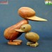 Stupefying Duck and Duckling - Amazing Hand Carved Wood Sculpture Danish Design Home Decoration Figurine