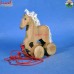 Safe and Smart - The Cutie Horse, Creative Wooden Pull Toy, Handmade, Natural Finish