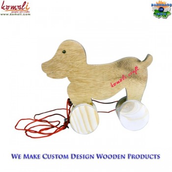 Lovely Puppy - Wooden Pull Toy - Natural Wooden Finish - Safe Wooden Toy