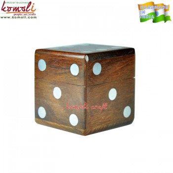 Wooden Dice Utility Box - Wooden Jewelry Keepsake Box