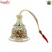 Golden Cream Color Leaf Design Wooden Craved Hand Painted Christmas Ornaments Bell Tree Decoration
