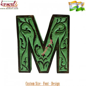 Carved Wooden Letter M Fascinating Vintage Style Decoration - Custom Product