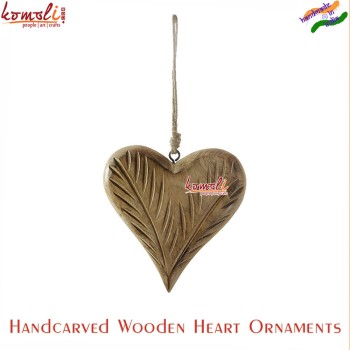 Hand Carved Solid Wood Heart Ornaments - Custom Sizes Available