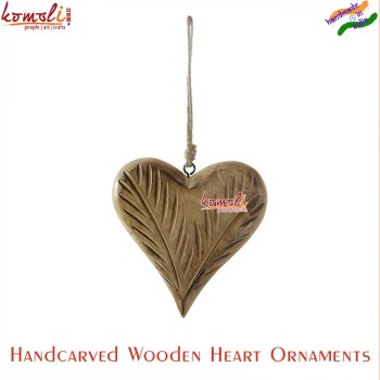 Hand Carved Solid Wood Heart Ornaments, Custom Sizes Designs