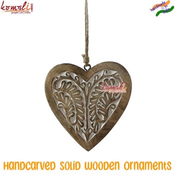 Angel wings solid carved wooden hearts ornaments, custom shapes sizes and designs