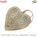 Hand Crafted Distressed Carved Wooden Heart Ornaments, Customization Available