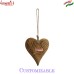 Handcrafted carved solid wood hanging heart ornaments, custom wooden heart decor