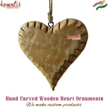 Hand Carved Wooden Heart Ornaments Custom Designs Available