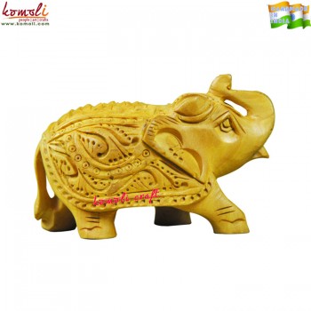 Tiny Miny Intricately Carved Wooden Indian Elephant