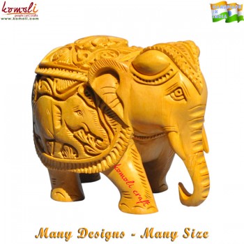 Fine - Exemplary Display of Carving - Hand Carved Wooden Indian Elephant