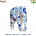 Consistent Strokes - Set of 3 Amazing Hand Painted Wooden Elephants - Floral Blue