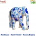Consistent Strokes - Set of 3 Amazing Hand Painted Wooden Elephants - Floral Blue