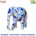 Consistent Strokes - Set of 3 Amazing Hand Painted Wooden Elephants - Floral Blue