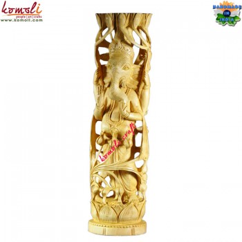 Art-de-Carving Splendiferously Magnificent Wooden Barrel Ganesha