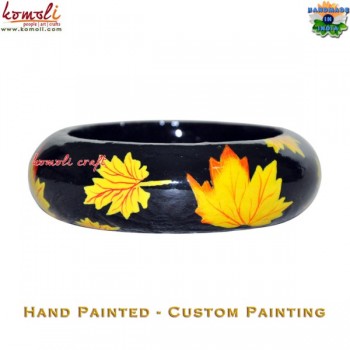 The Glory of Maple Leaf - Artistic Hand Painted Wooden Bracelet Bangle