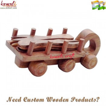 Handmade Creative Wooden Cart and Wooden Fruit Fork Spoons Tableware Utility Item