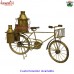 Miniature Replica Wrought Iron Art Golden Bicycle of Milkman with Three Milk Cans Home Decoration