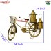 Miniature Replica Wrought Iron Art Golden Bicycle of Milkman with Three Milk Cans Home Decoration