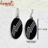 Vowel Shape Black Metal Silver Inlay Earrings - Image 2