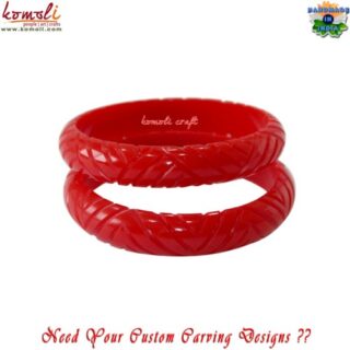 Red V cut resin carved bangle