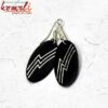 Vowel Shape Black Metal Silver Inlay Earrings - Image 4