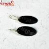 Vowel Shape Black Metal Silver Inlay Earrings - Image 3